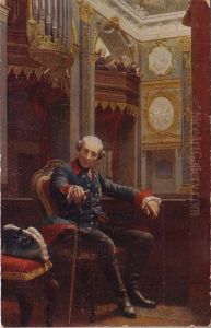 Frederick the Great in the Chapel at Charlottenburg. by Oscar Begas
