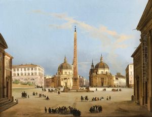 Piazza del Popolo by Ippolito Caffi