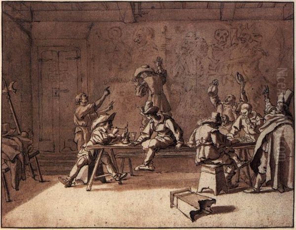 Members of the Schildersbent feasting in Rome - view 1