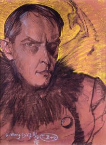 Self-portrait wearing a fur collar by Stanislaw Ignacy Witkiewicz (Witkacy)