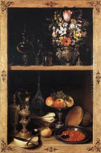 Cupboard with fruit and flowers