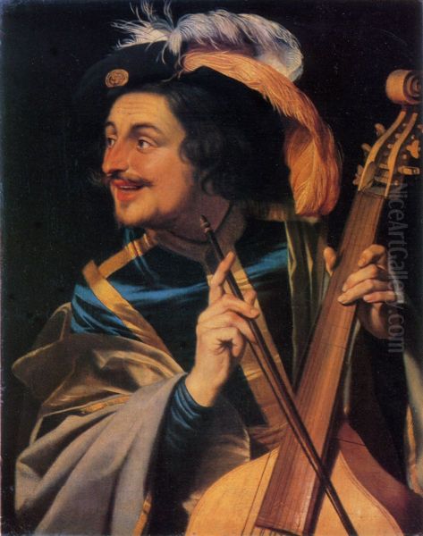 Man with viola da gamba - view 1