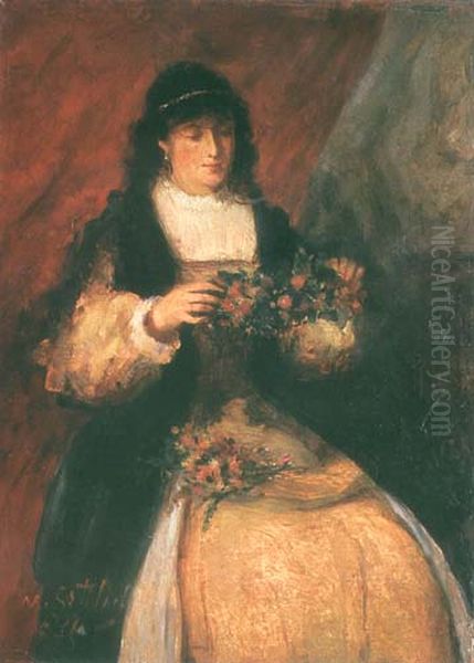 Girl with Flowers - view 1
