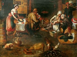 Interior of a peasant dwelling. by Pieter Aertsen
