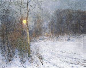 Moonlight Over The Snow-covered Forest by Georges Buysse