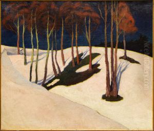 Landscape with red trees by Stanislaw Ignacy Witkiewicz (Witkacy)