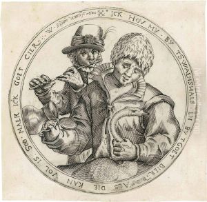 A Flute-player And A Man With A Swan by Willem Buytewech