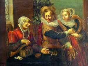 A Brothel Scene With A Young Couple And A Procuress