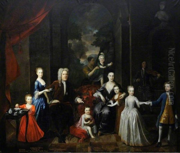 Walter Aston, 4th Lord Aston, His Wife Mary and Their Seven Children. - view 1