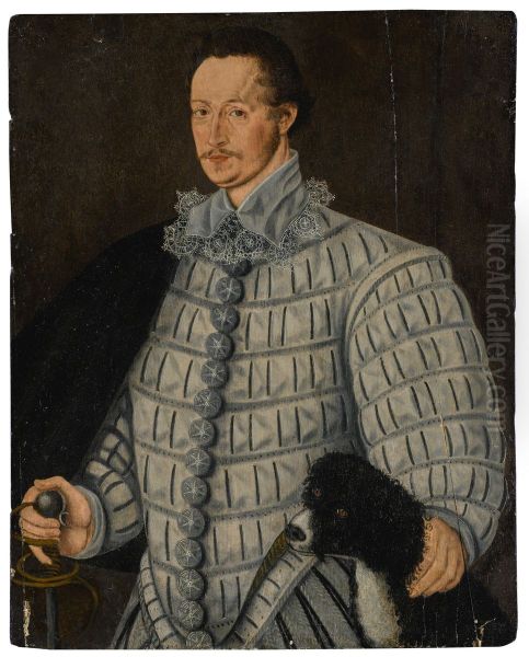 Portrait of a gentleman, three-quarter length, with his dog - view 1