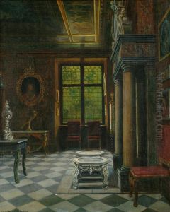 Interior from a palace, presumably Rosenborg Palace in Copenhagen. by Christian Tilemann-Petersen