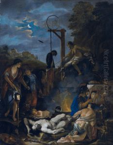 =The witches' Sabbath by moonlight by Domenicus van Wijnen