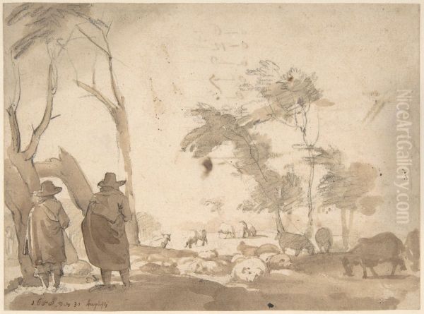 Faint Sketch of a Figure with a Hat - view 1