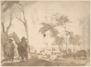Faint Sketch of a Figure with a Hat by Jacob Van Der Does
