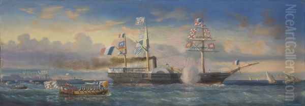 Reception du pape Pie IX a bord du Meteore, 1853 - view 1