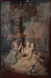 Portrait de la reine Marie-Antoinette, de sa fille et de son second fils by Francois Dumont
