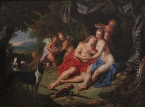 Venus and Adonis by Jacques Ignatius De Roore