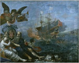 Ravitaillement de l'ile de Re par Claude de Rasilly, 1627 by Claude Vignon