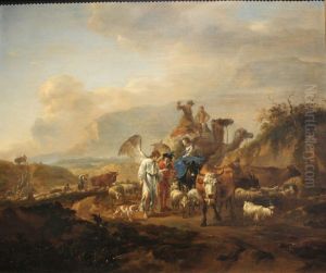 Angel with shepherds + cattle