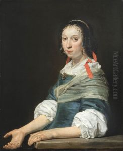 Portrait of a lady with a red ribbon in her hair
