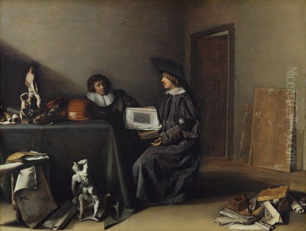 Two gentleman discussing art - view 1