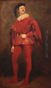 Portrait d'homme vetu d'un costume rouge