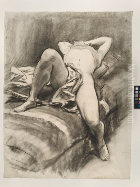 Reclining Male Nude, Draped - view 1