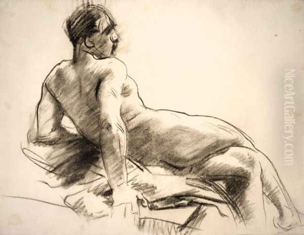 Reclining Male Nude Seen from Behind - view 1