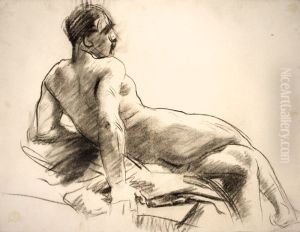 Liggande naken man sedd bakifran by John Singer Sargent