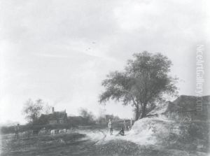 Landskap med lantgard by Jacob Van Ruisdael