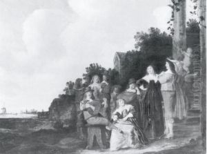 Familjegrupp i landskap