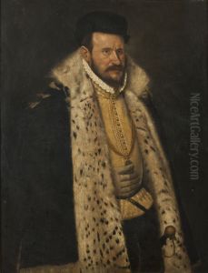Portratt av man i palsbramad kappa by Giovanni Battista Moroni
