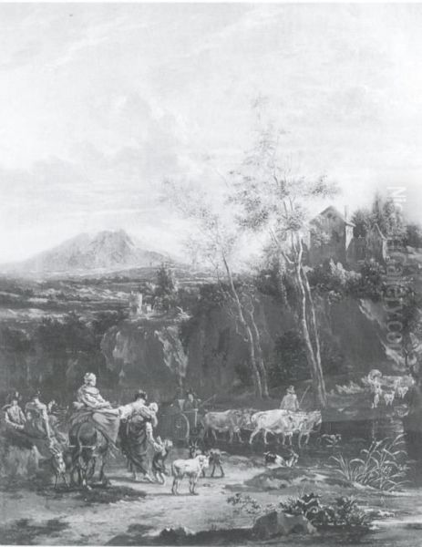 Peasants and Cattle at a Ford - view 1