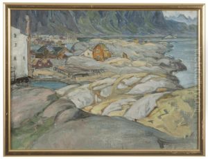 The Village at the Foot of the Mountain. Study from Lofoten by Anna Katarina Boberg