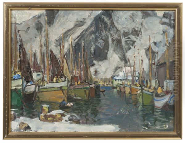 Among the Fishing Boats in Svolvaer. Study from Lofoten - view 1