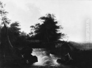 Landskap med vattenfall by Johan Adam von Gertten