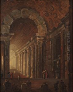 A Vaulted Staircase. Architectural Piece by Johan Gottlob Brusell