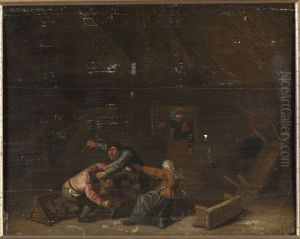 Fight between Gambling Peasants by Adriaen van Ostade