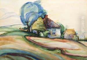 Landschap Reitdiepsdijk, Blauwborgje met verwaaide bomen by Alida Jantina Pott