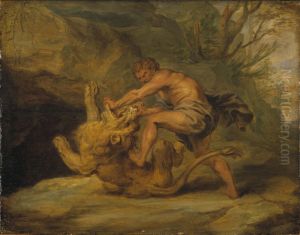 Samson and the Lion. Study by (studio of) Rubens, Peter Paul