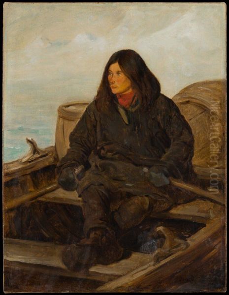 Young Lapp Rowing. Study - view 1