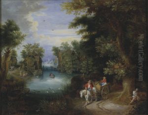 River Landscape with Peasants by Adriaen Van Stalbemt