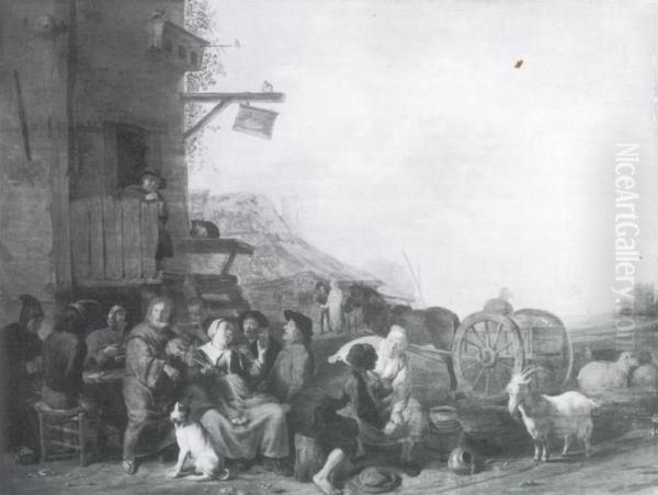 Drinking Company outside a Tavern - view 1
