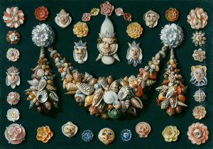 Festoon, masks and rosettes made of shells by Jan van Kessel the Elder