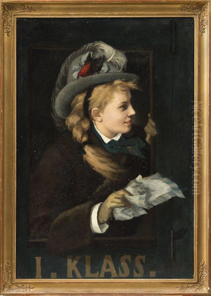 Lady in a Train Window - view 1