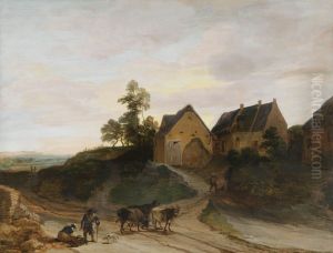Landscape with rustic dwellings Landscape with rustic dwellings