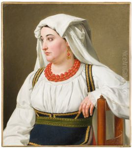 'Una Ciociara' - Portrait of a Roman Country Woman by Christoffer Wilhelm Eckersberg