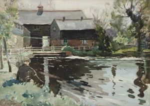 Boy Fishing In A Mill Pond Boy Fishing In A Mill Pond
