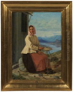 Woman with Handwork outside a Fisherman's Hut by Moritz Unna