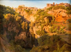 The Waterfalls at Tivoli with the Ponte Lupo, Temple of Vesta, and Temple of Sibyl The Waterfalls at Tivoli with the Ponte Lupo, Temple of Vesta, and Temple of Sibyl by Ernst Fries